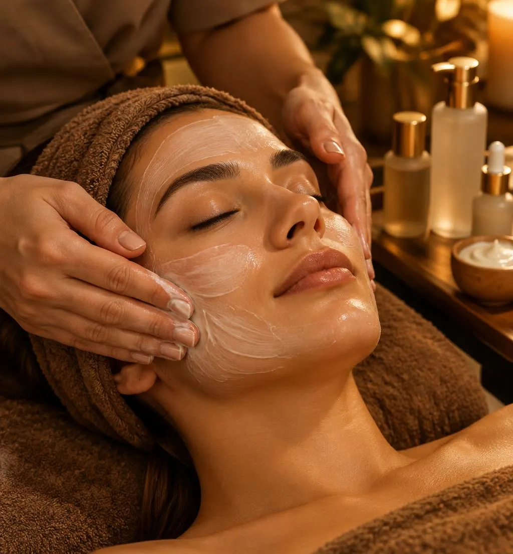 Facial with skincare products